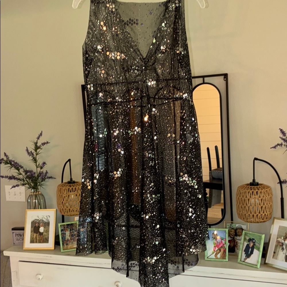Elegant Black with Sequins Adult Small Gia-Mia Dance Dress